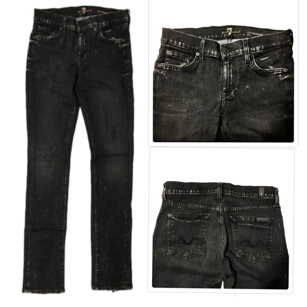 7 for all mankind acid wash Roxanne ankle zip skinny jeans 25W